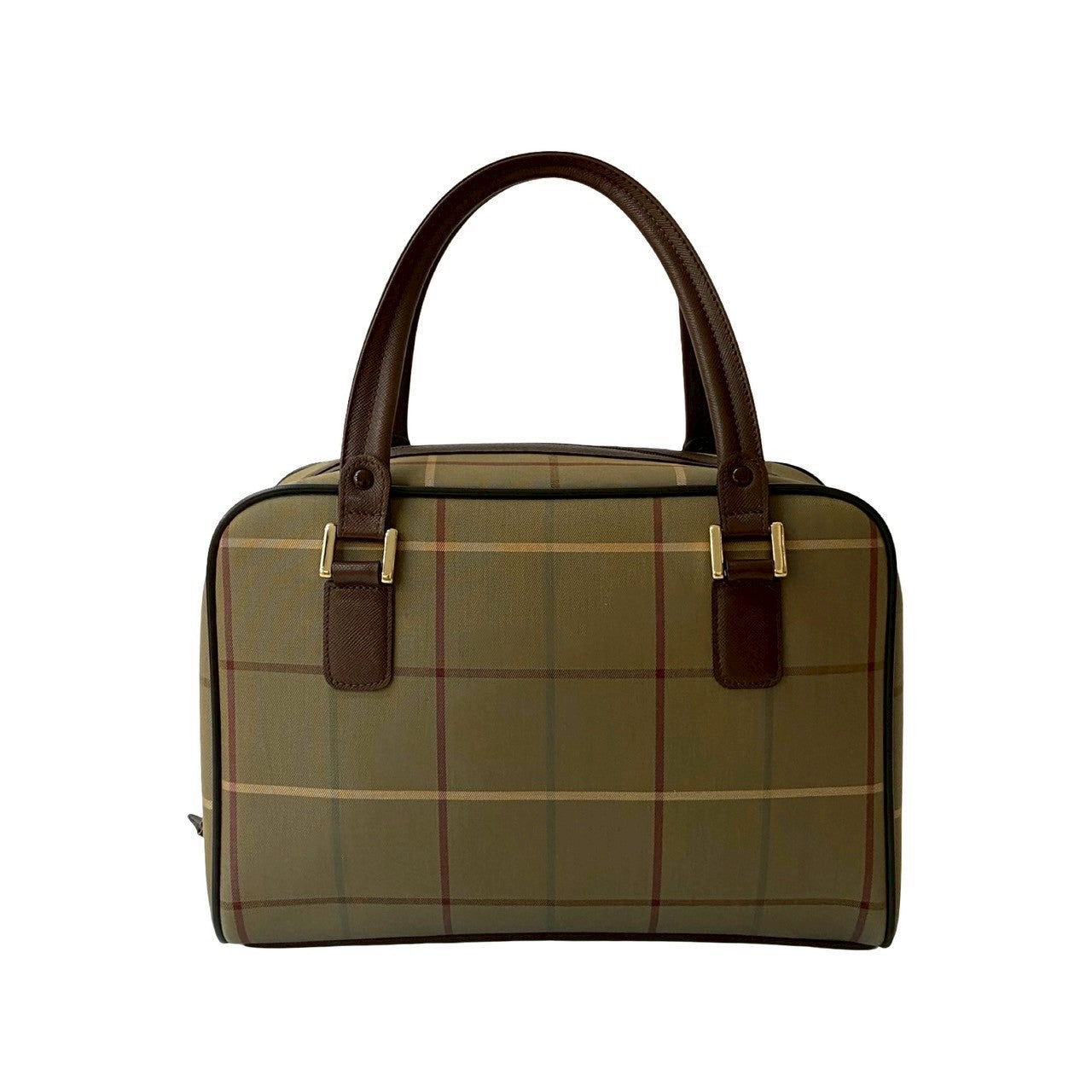 Burberrys Nova Check Shadow Horse Canvas Leather Handbag