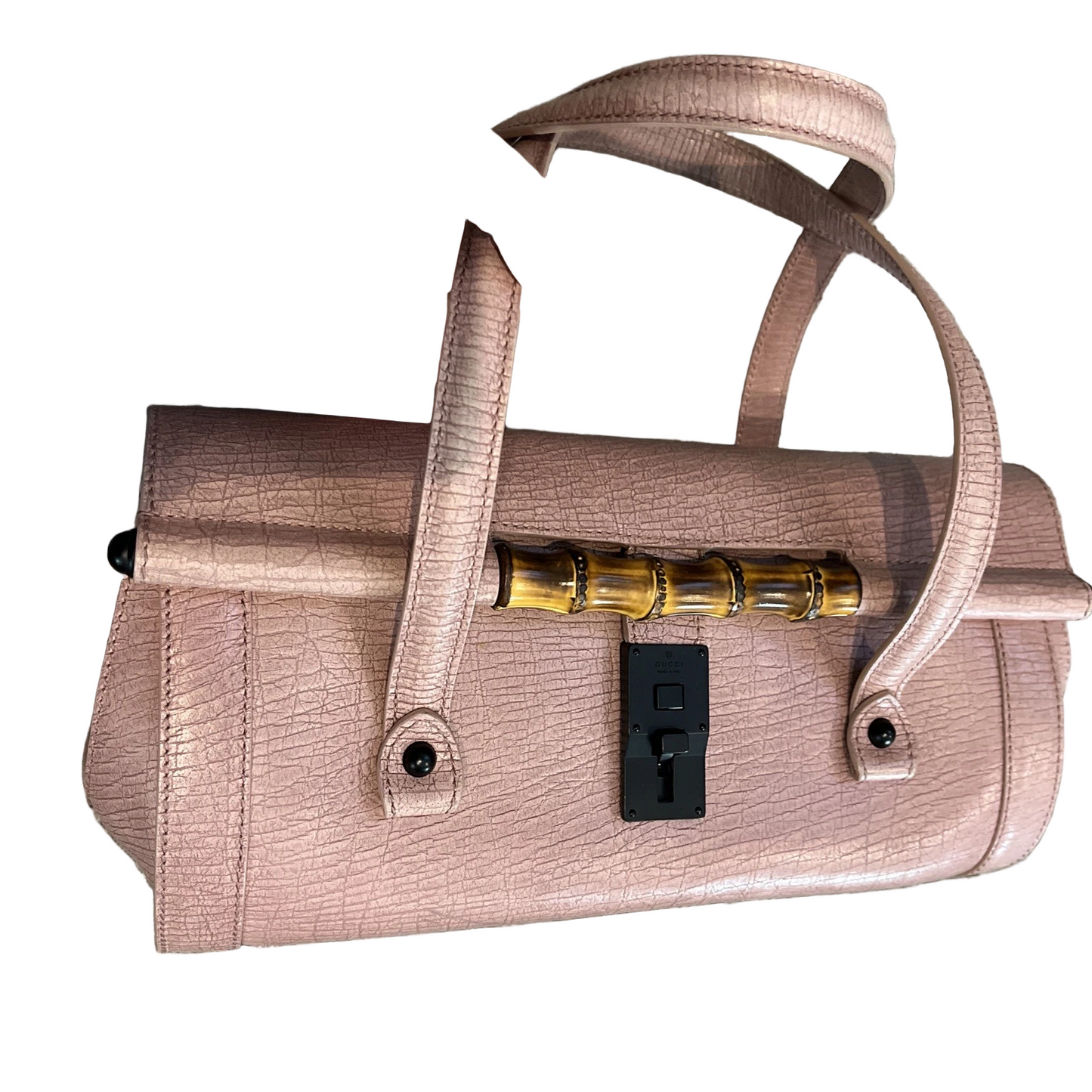 Gucci pink leather Bamboo Bullet bag w two straps!