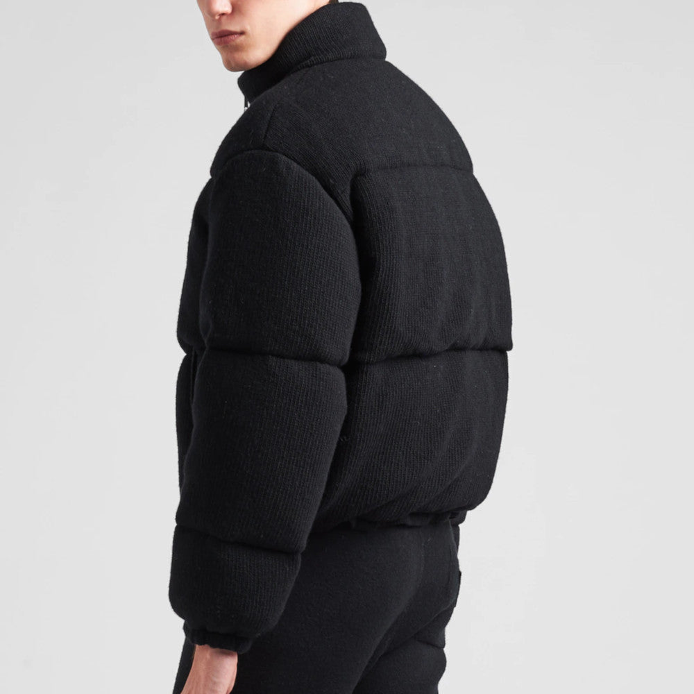 Cropped cashmere down jacket