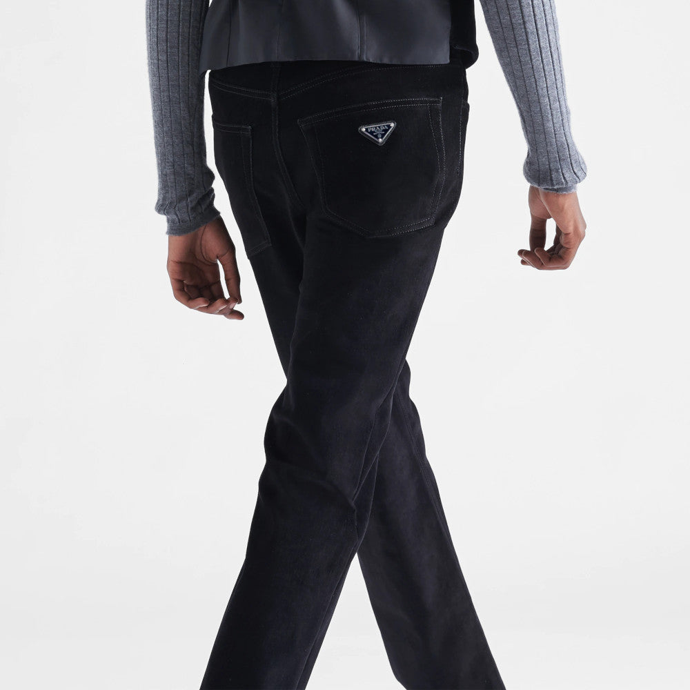 Five-pocket velvet denim trousers