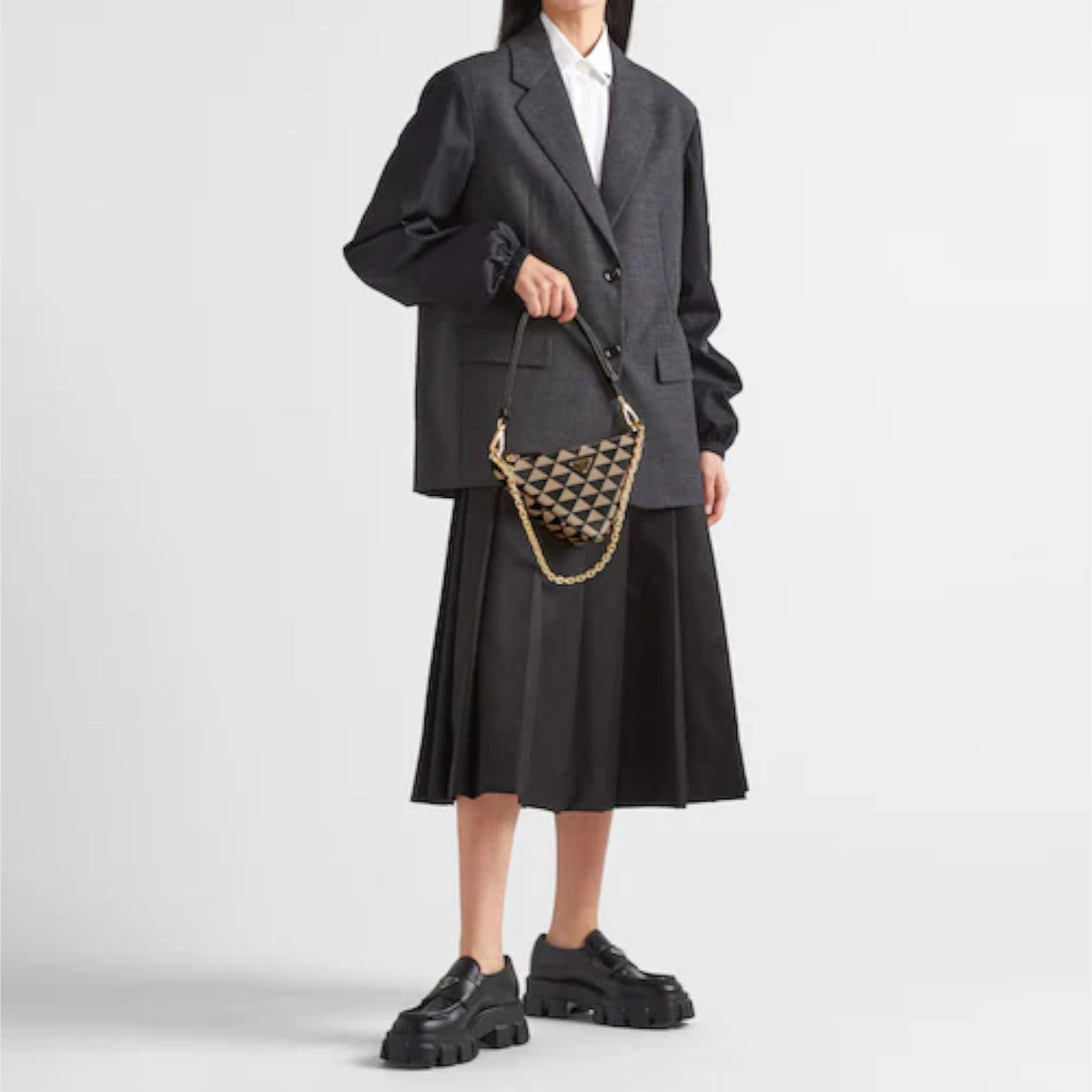 Embroidered jacquard fabric mini-bag