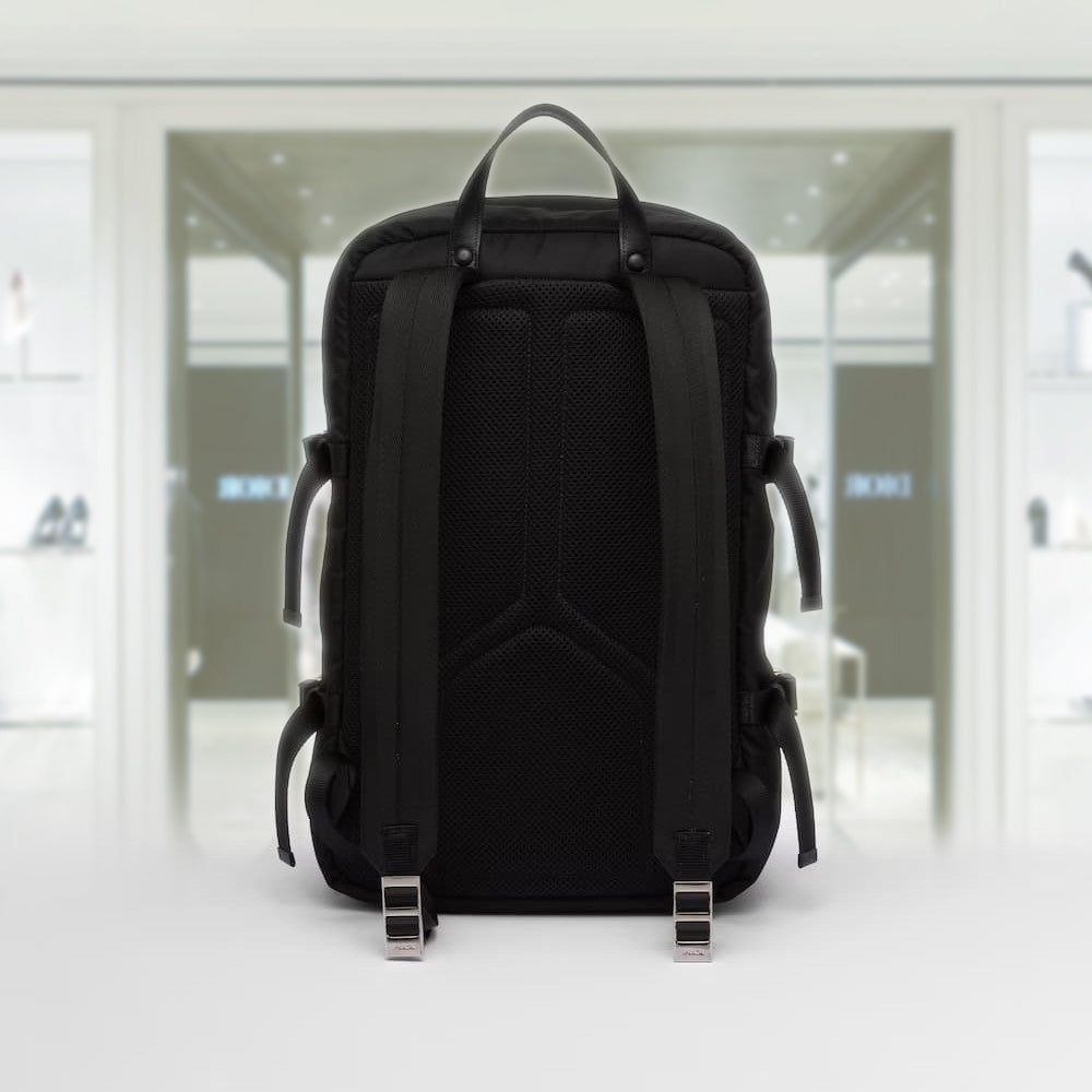 Re-Nylon and Saffiano leather backpack
