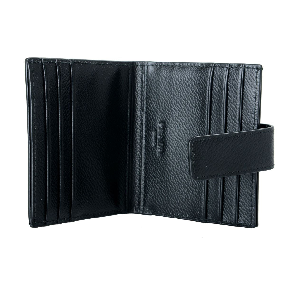 Prada Black Vitello Grain Leather Card Bifold Wallet