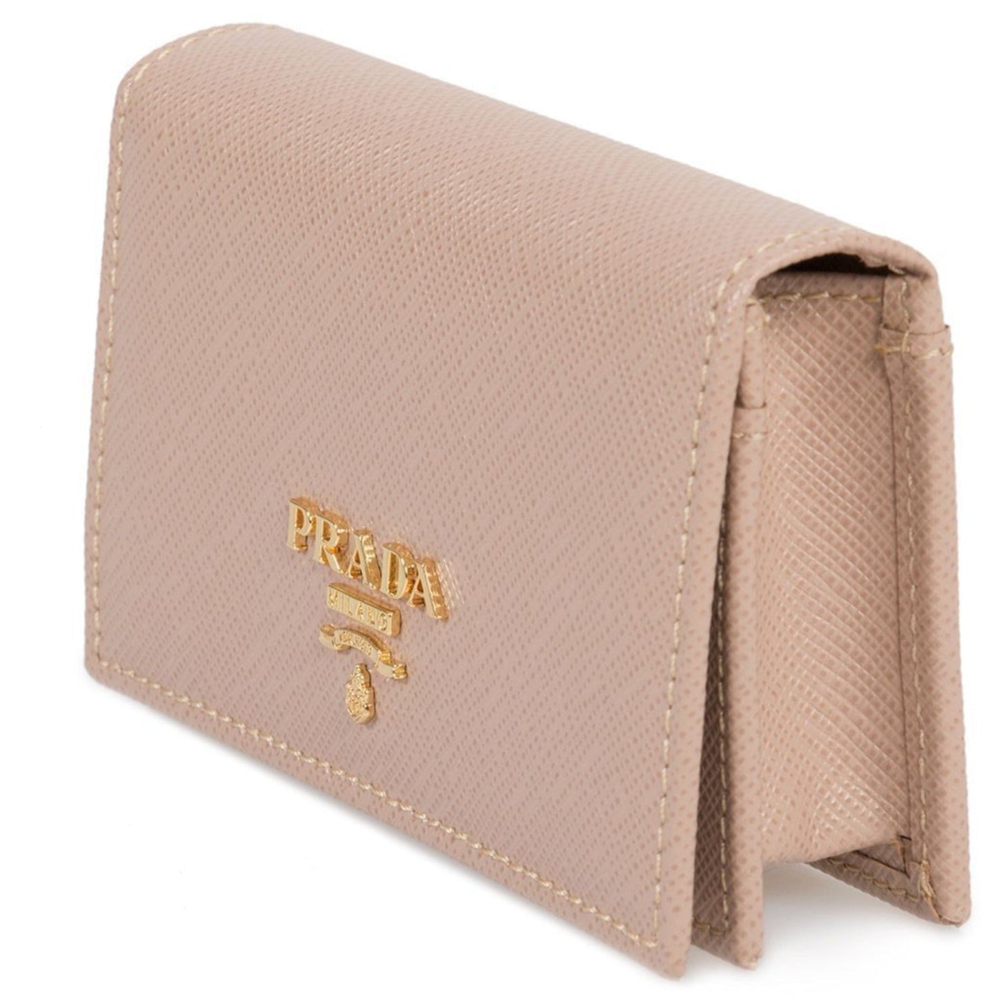 Prada Cammeo Beige Saffiano Leather Credit Card Holder Wallet