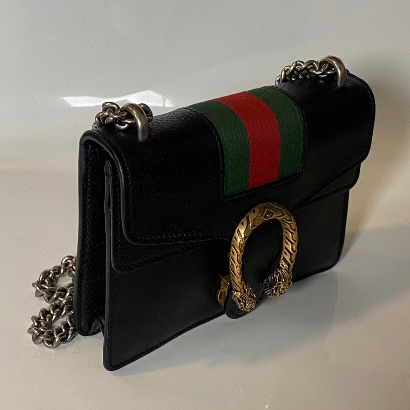 Gucci Dionysus Black Leather Crossbody Bag