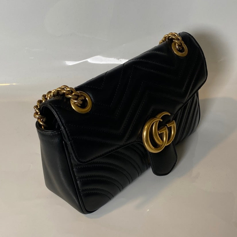 Gucci GG Marmont Black Leather Shoulder Bag