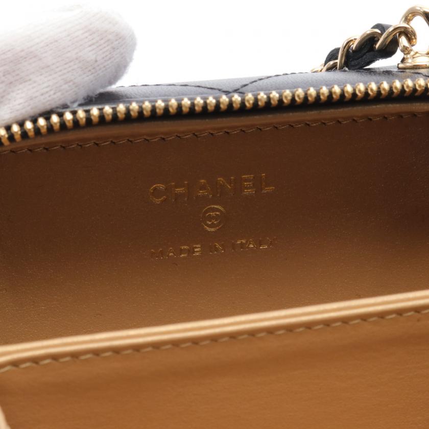 Chanel Matelasse Coco Mark Chain Shoulder Bag Lambskin Black Gold Gold Hardware 887287 - Condition Ab