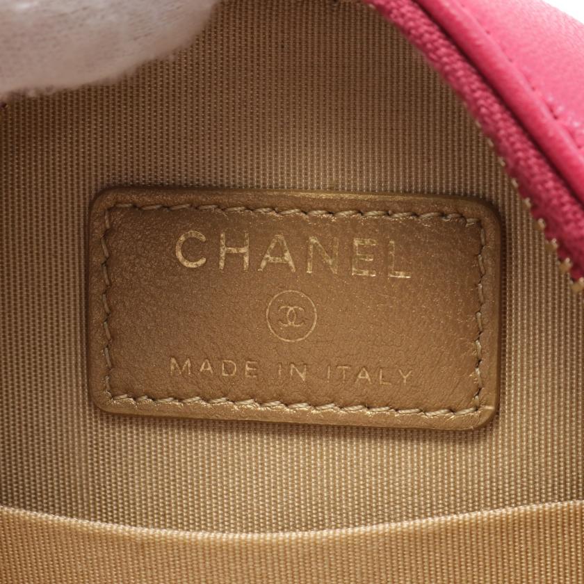 Chanel Matelasse Round Chain Shoulder Bag Lambskin Pink Purple Gold Hardware 887409 - Condition Ab