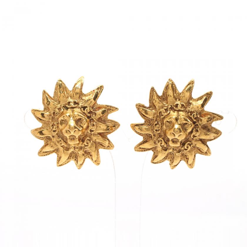 Chanel Earrings Lion Motif GP Gold 897591 - Condition B