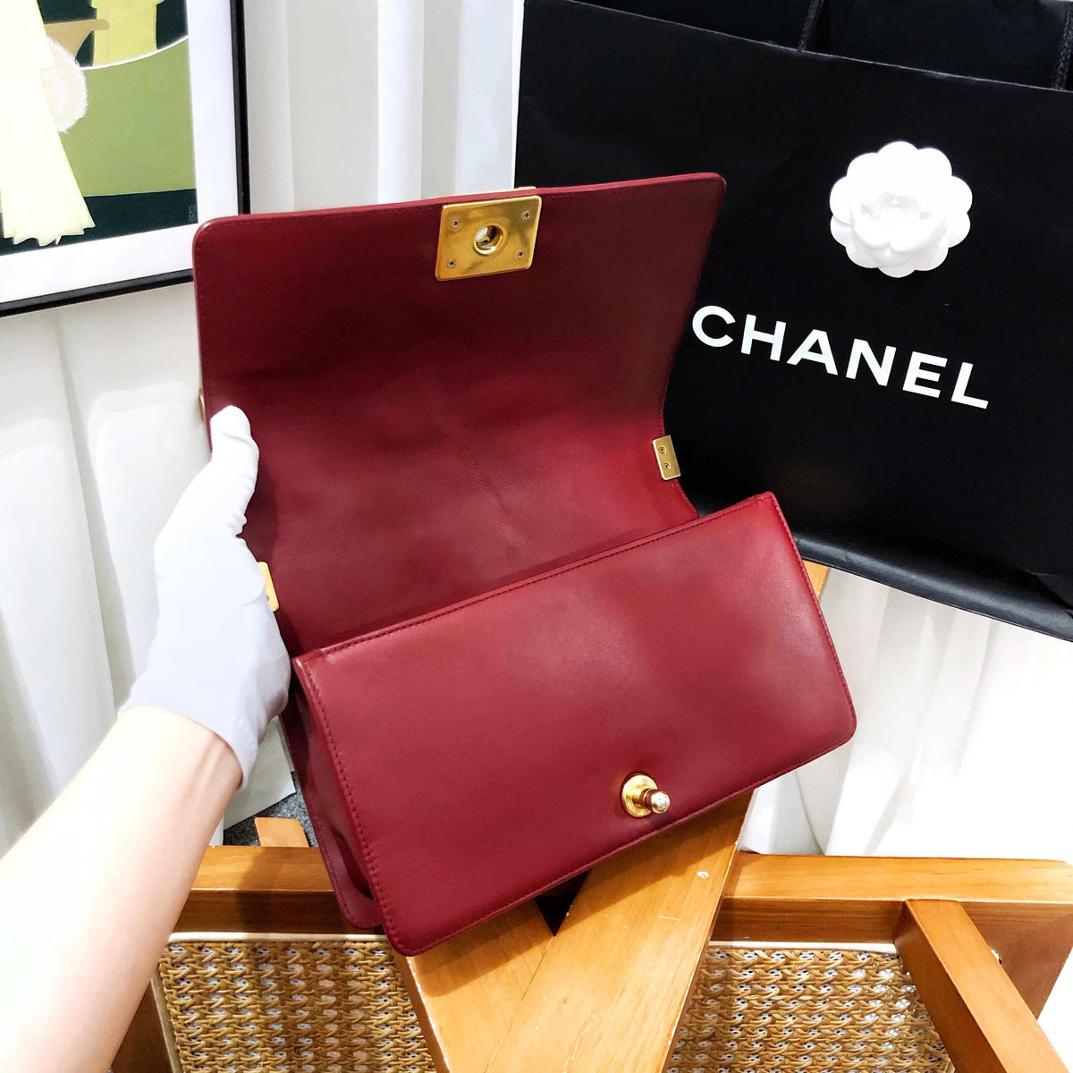 Chanel Le Boy Medium Burgundy Bag 2014