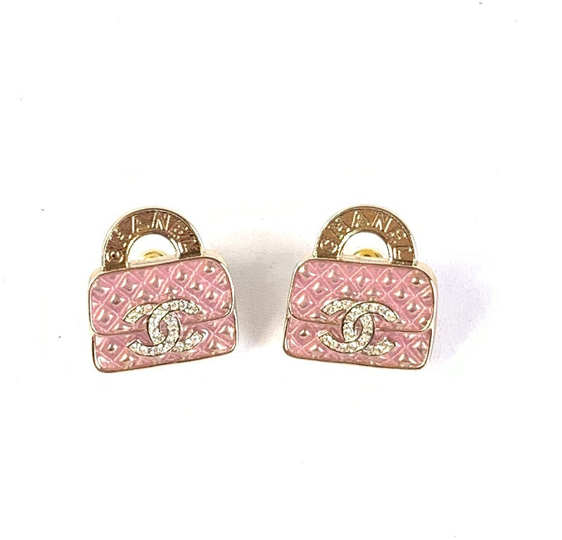 Chanel Earrings B1981 Pink Gold Stud