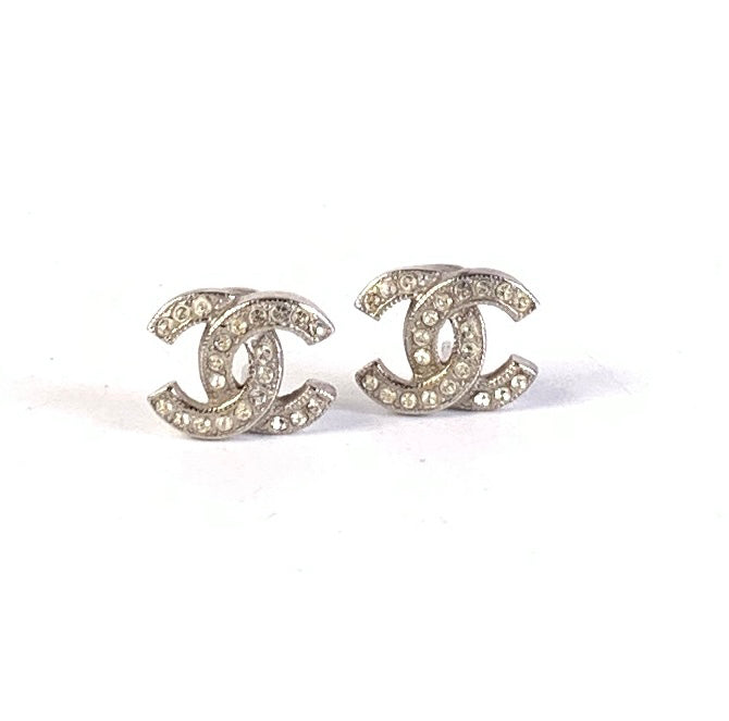Chanel Earrings A6975 Silver Diamond Statement