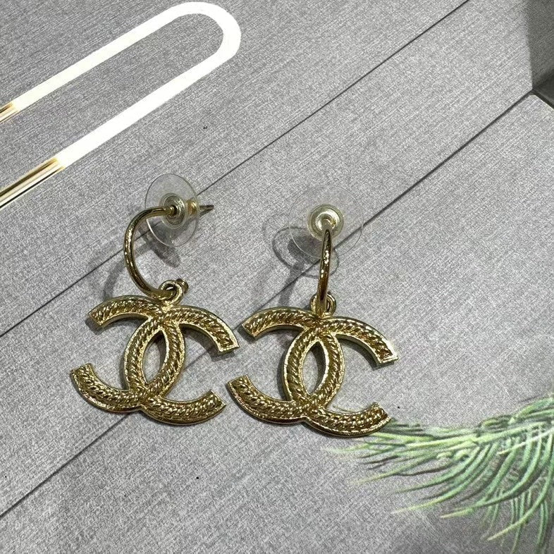 Chanel Gold Logo Earrings