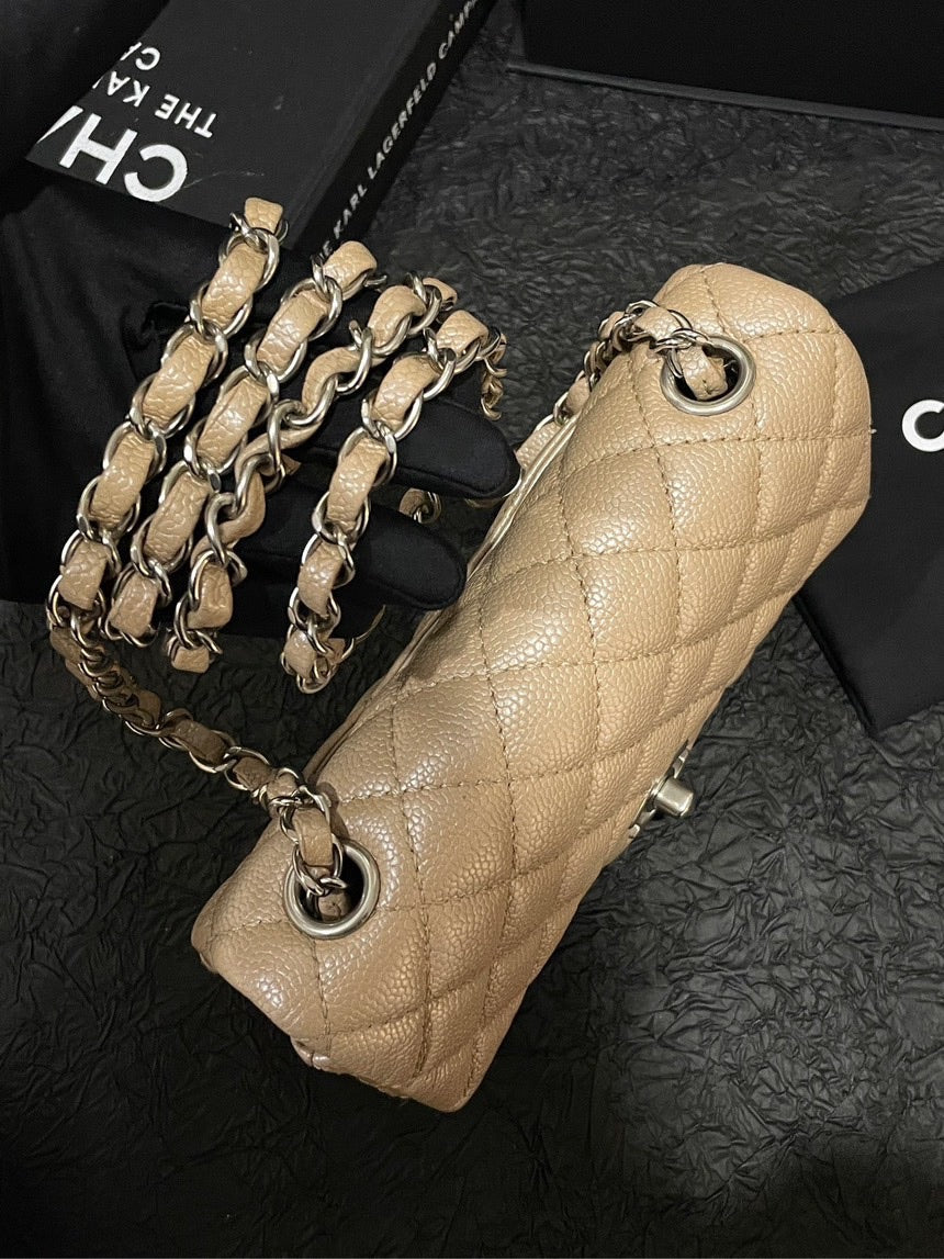 Chanel Caviar Flap Bag Beige Quilted Shoulder Bag