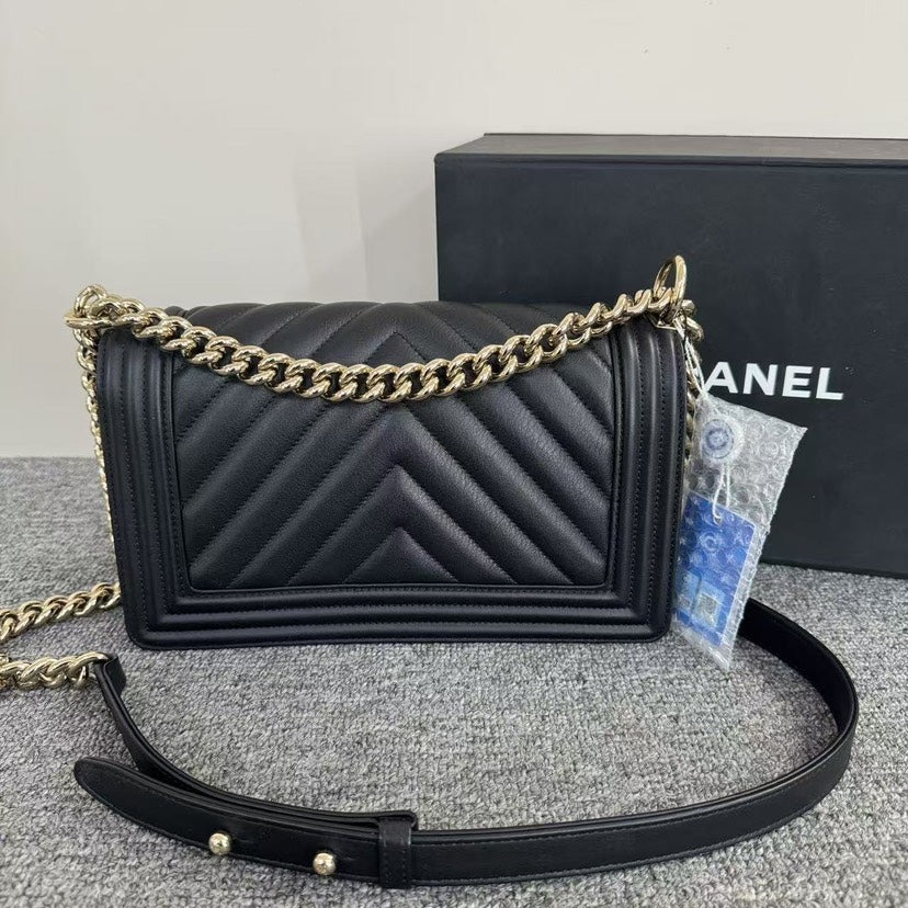 Chanel Leboy Medium Shoulder Bag Black Leather