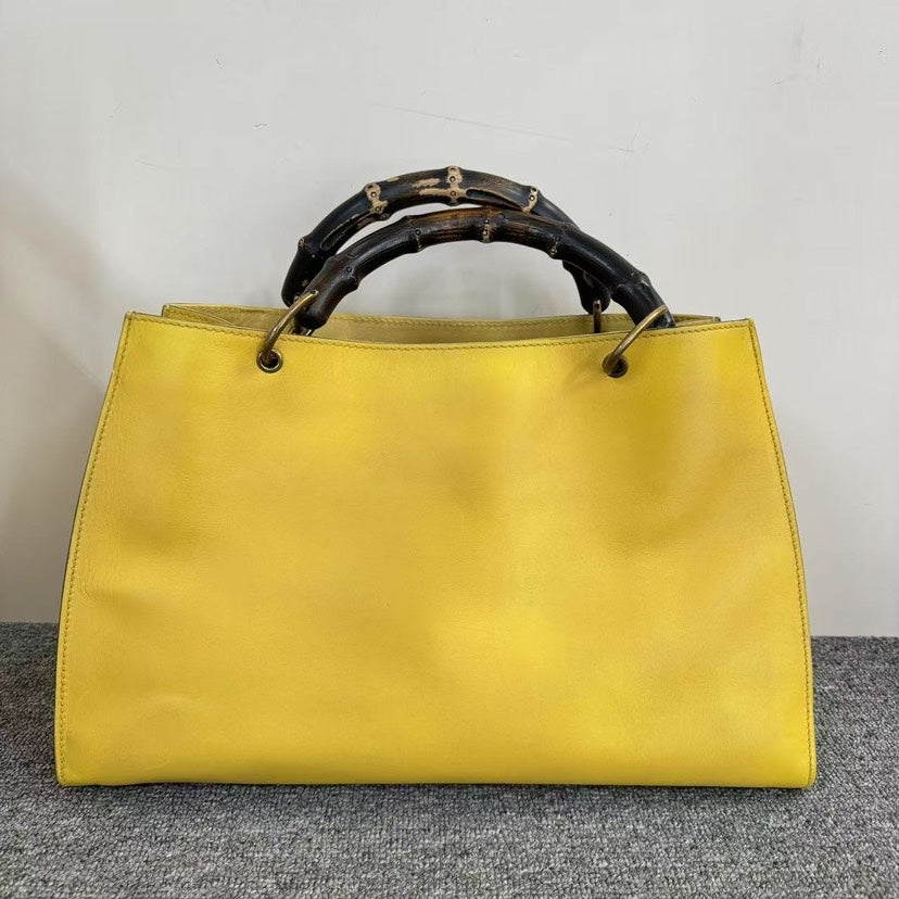 Gucci Bamboo Top Handle Yellow Leather Bag