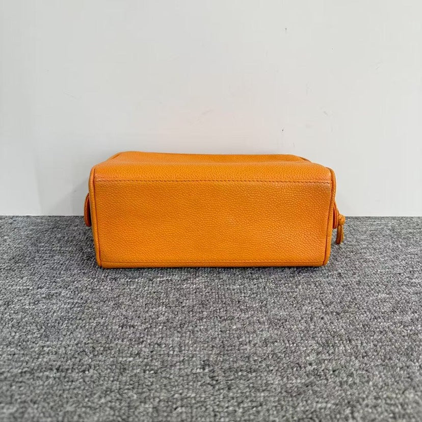 Chanel Orange Leather Clutch - Chanel Timeless Classic in Tangerine