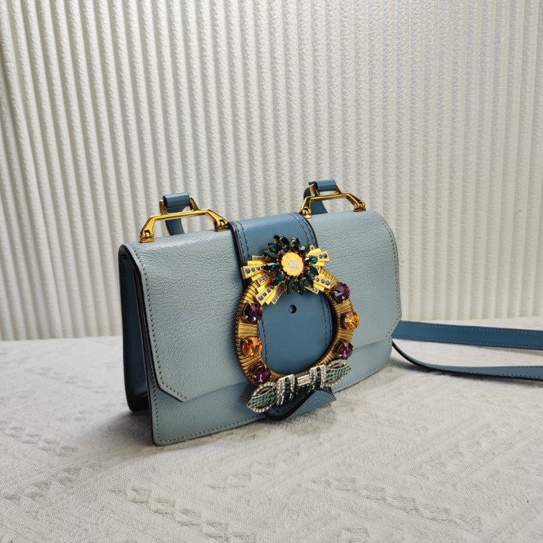 Preloved Miu Miu Embellished Blue Crossbody Bag