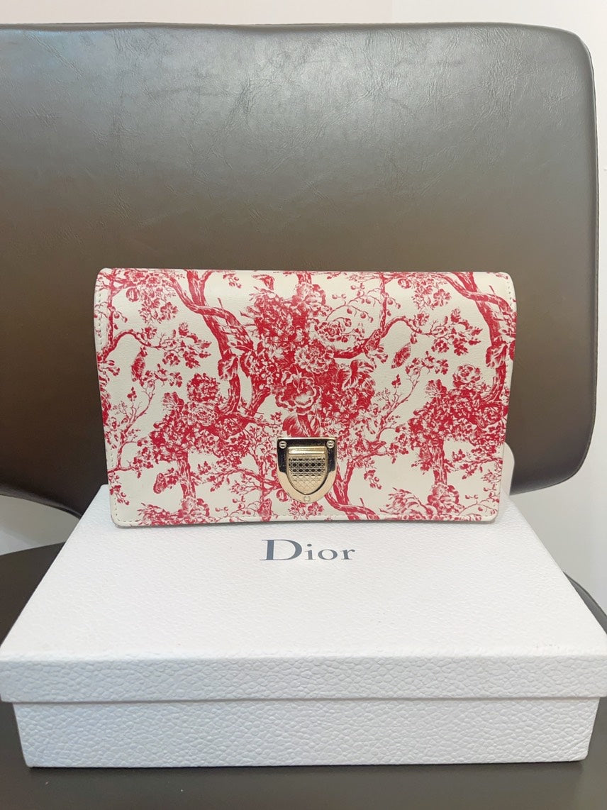 Preloved Dior Diorama WOC Red Toile de Jouy Crossbody Bag with Box