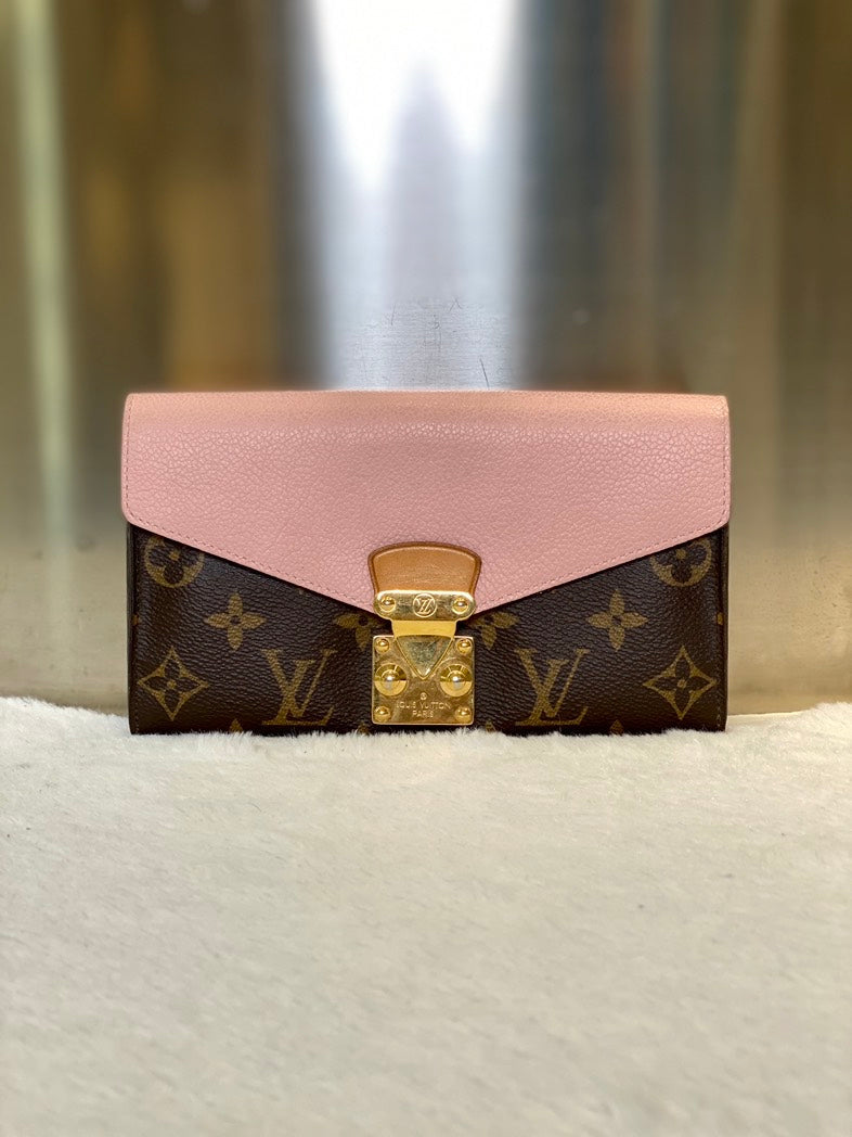 Preloved Louis Vuitton Pallas Pink Monogram Wallet with Chain Crossbody Bag