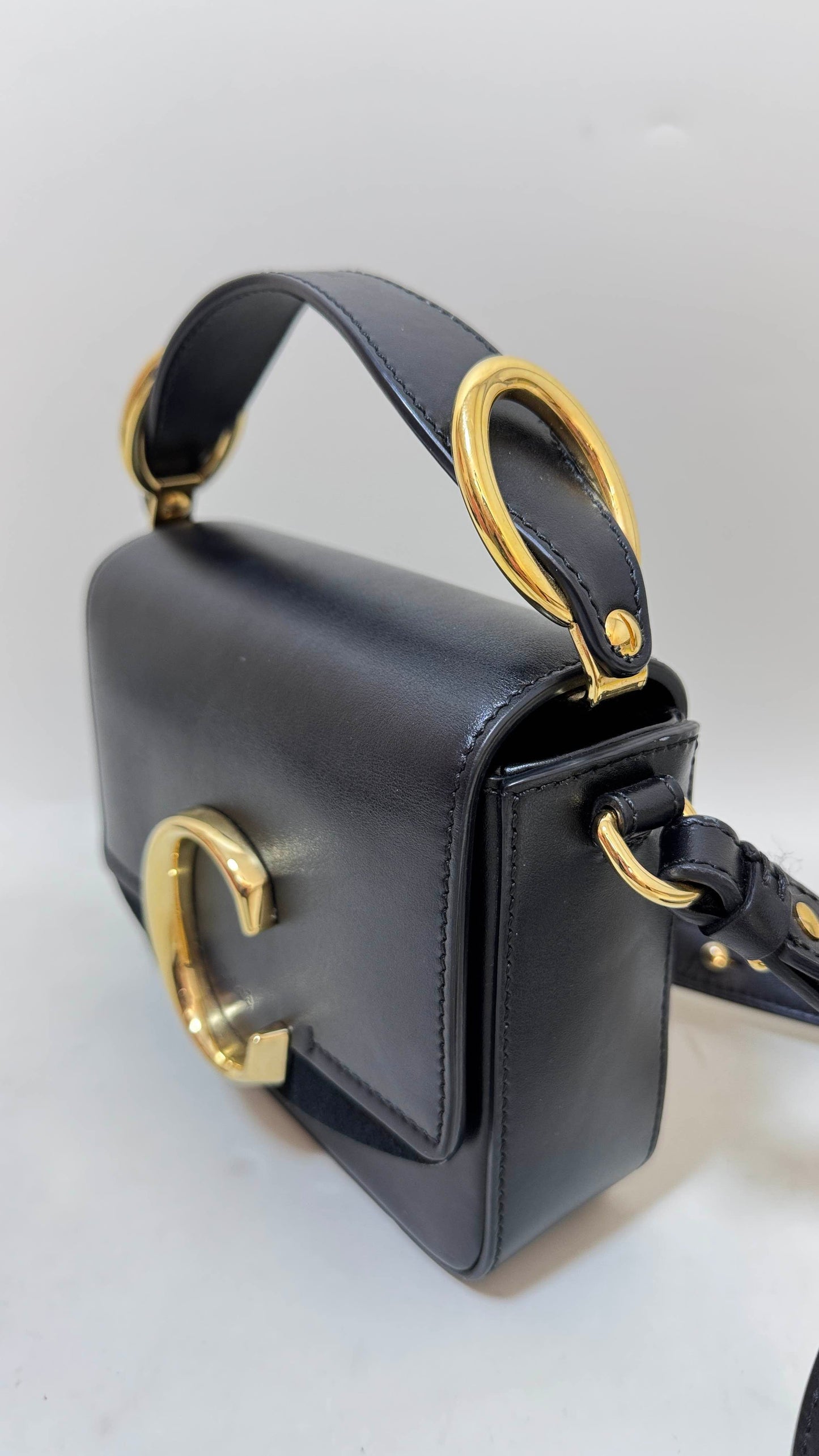 Preloved Chloe C Shoulder Bag Black Leather Crossbody