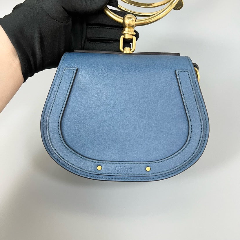 Preloved Chloe Nile Minaudiere Blue Leather Crossbody Bag XJ10129