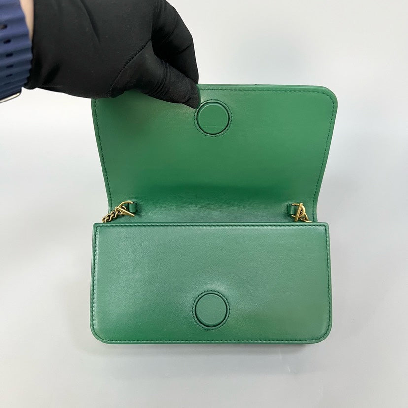 Preloved Gucci Marmont WOC Green Leather Crossbody Bag XJ10779