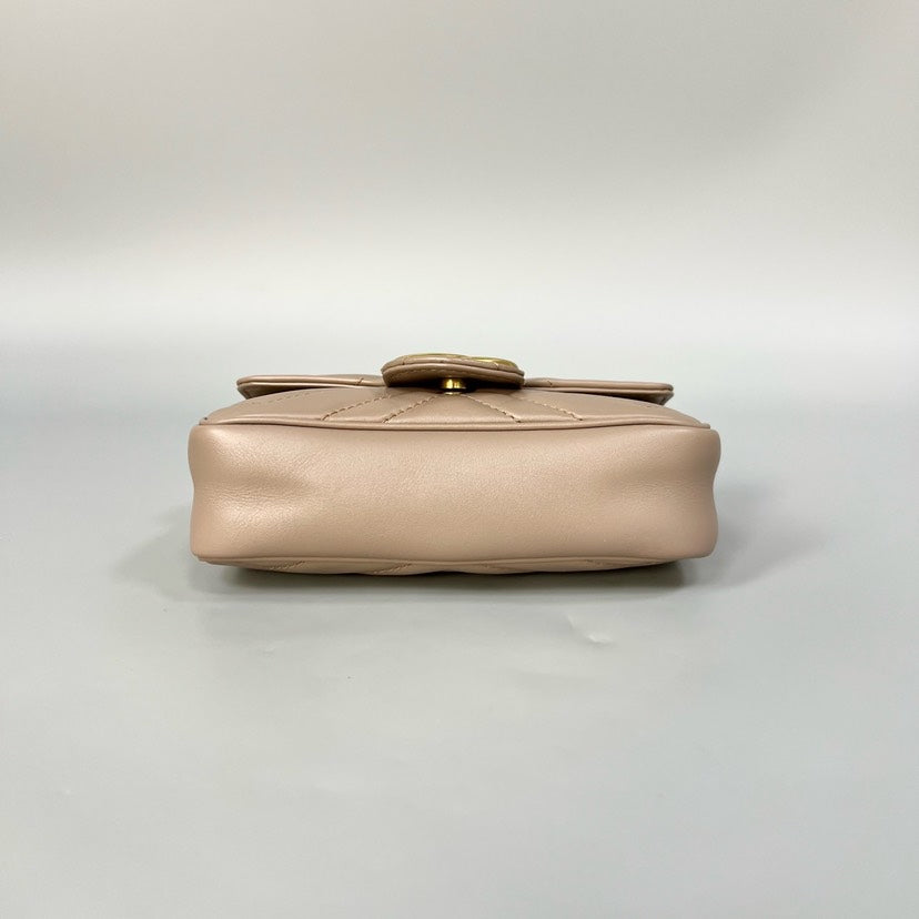 Preloved Gucci Marmont Super Mini Crossbody Bag in Beige Leather XJ10939