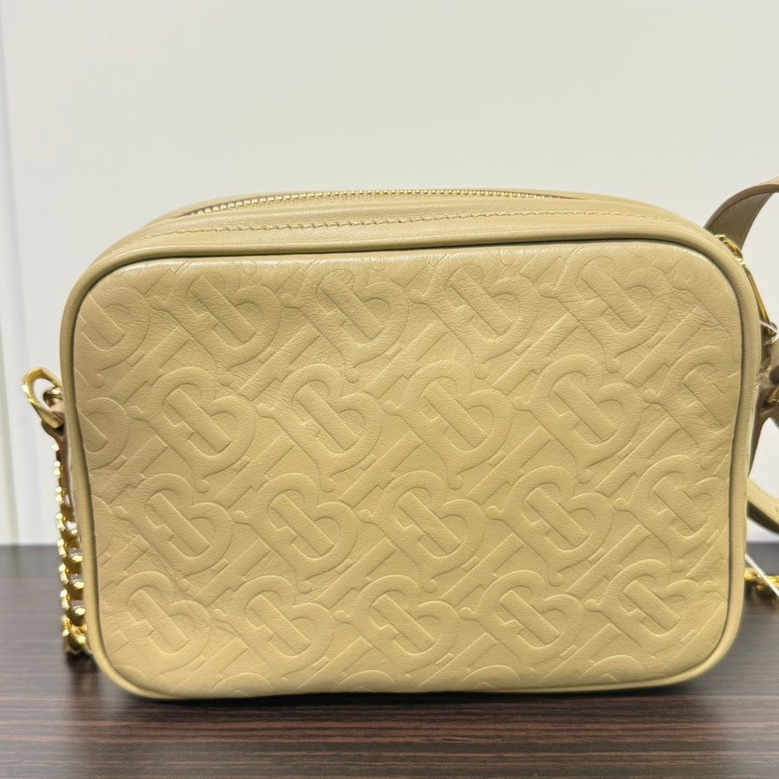 Preloved Burberry TB Leather Camera Crossbody FM6082 Beige Crossbody Bag