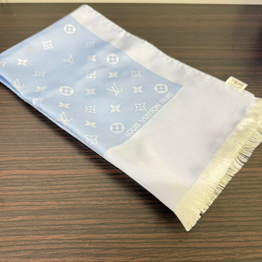 Preloved Louis Vuitton Silk Scarf FM6010F Light Blue Scarves
