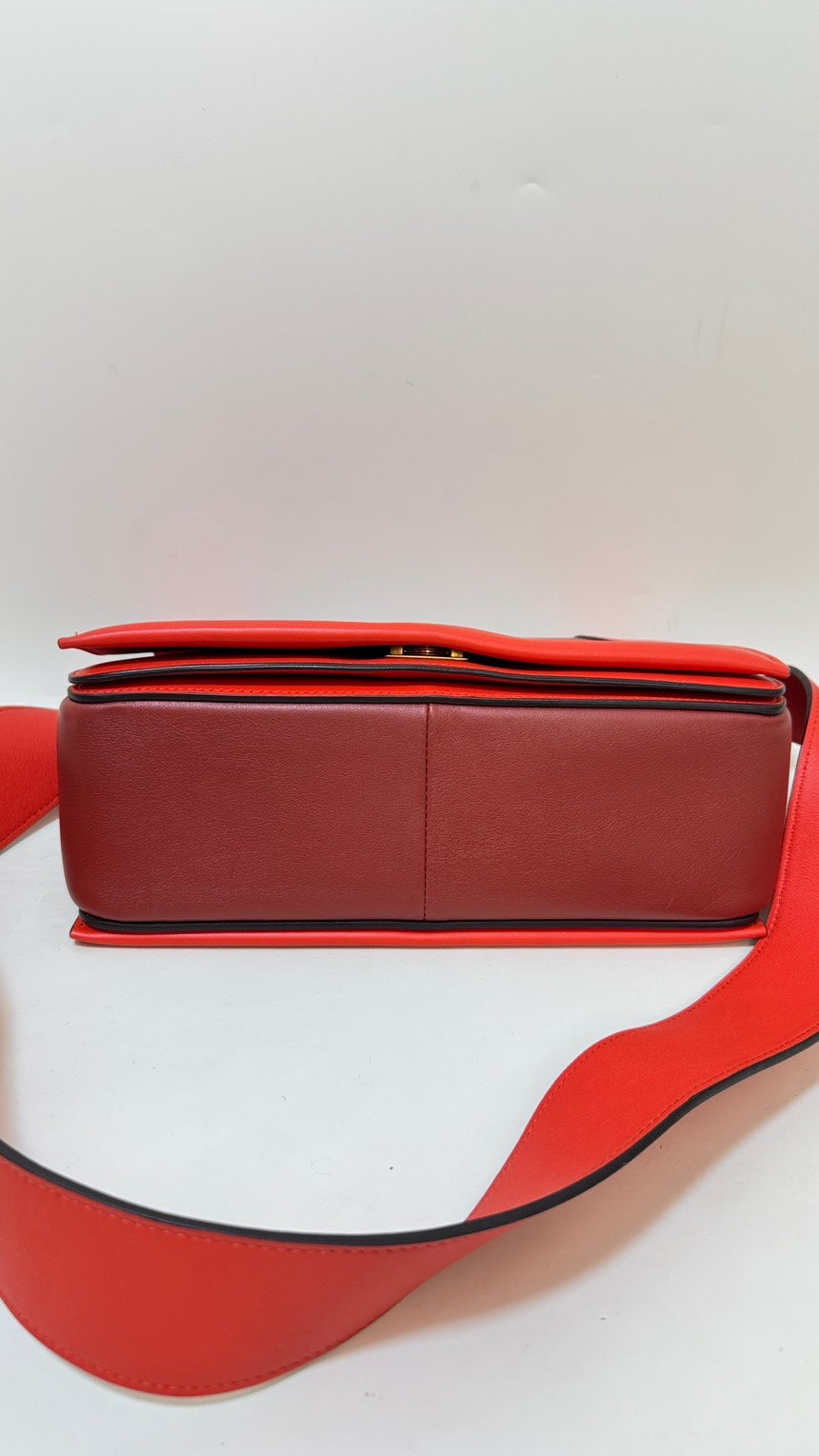 Celine Preloved Frame Red Leather Crossbody Bag