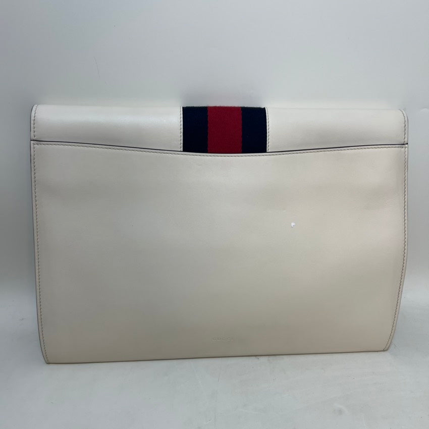 Gucci Sylvie White Leather Clutch Bag