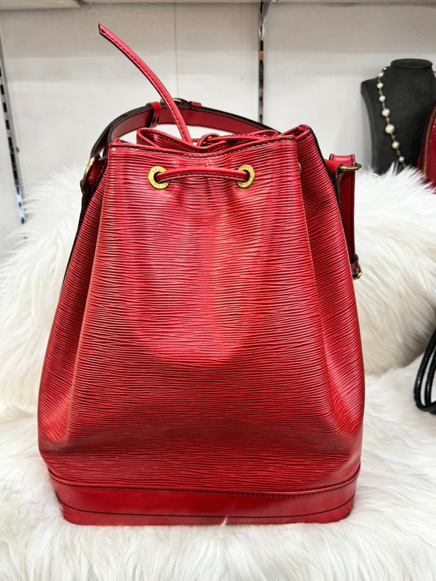 Preloved Louis Vuitton EPI Noe Red Bucket Bag