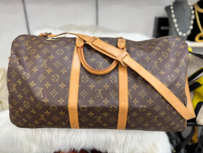 Preloved Louis Vuitton Keepall 55 Monogram Brown Duffle Bag