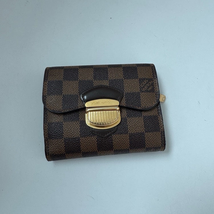 preloved lv damier brown short wallet