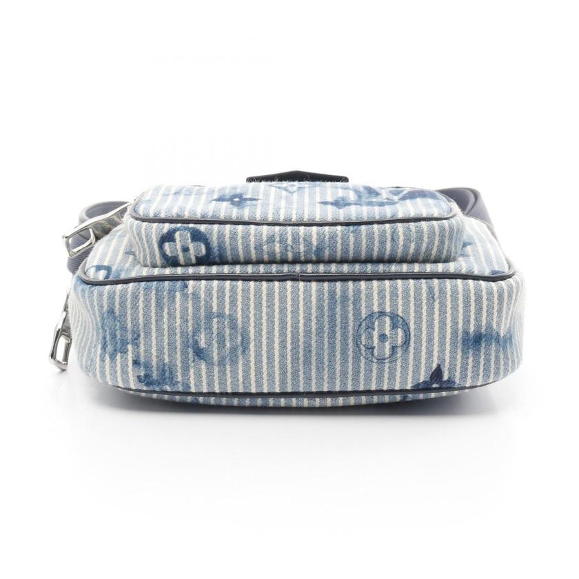 LOUIS VUITTON Outdoors Pochette Hickory Stripe Watercolor Summer Collection Body Bag - Light Blue Navy Canvas