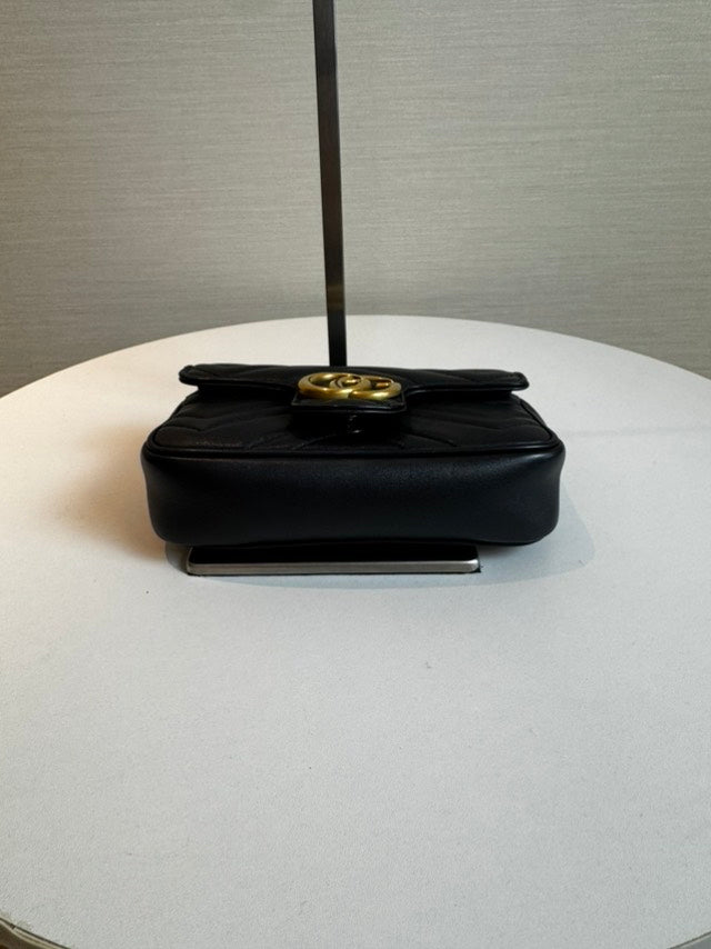 Gucci GG Marmont Black Leather Matelassé Mini Bag -