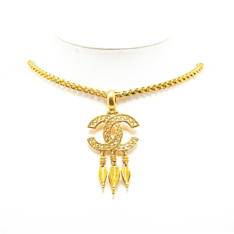 Chanel Vintage Coco Mark Long Necklace Gold Plated