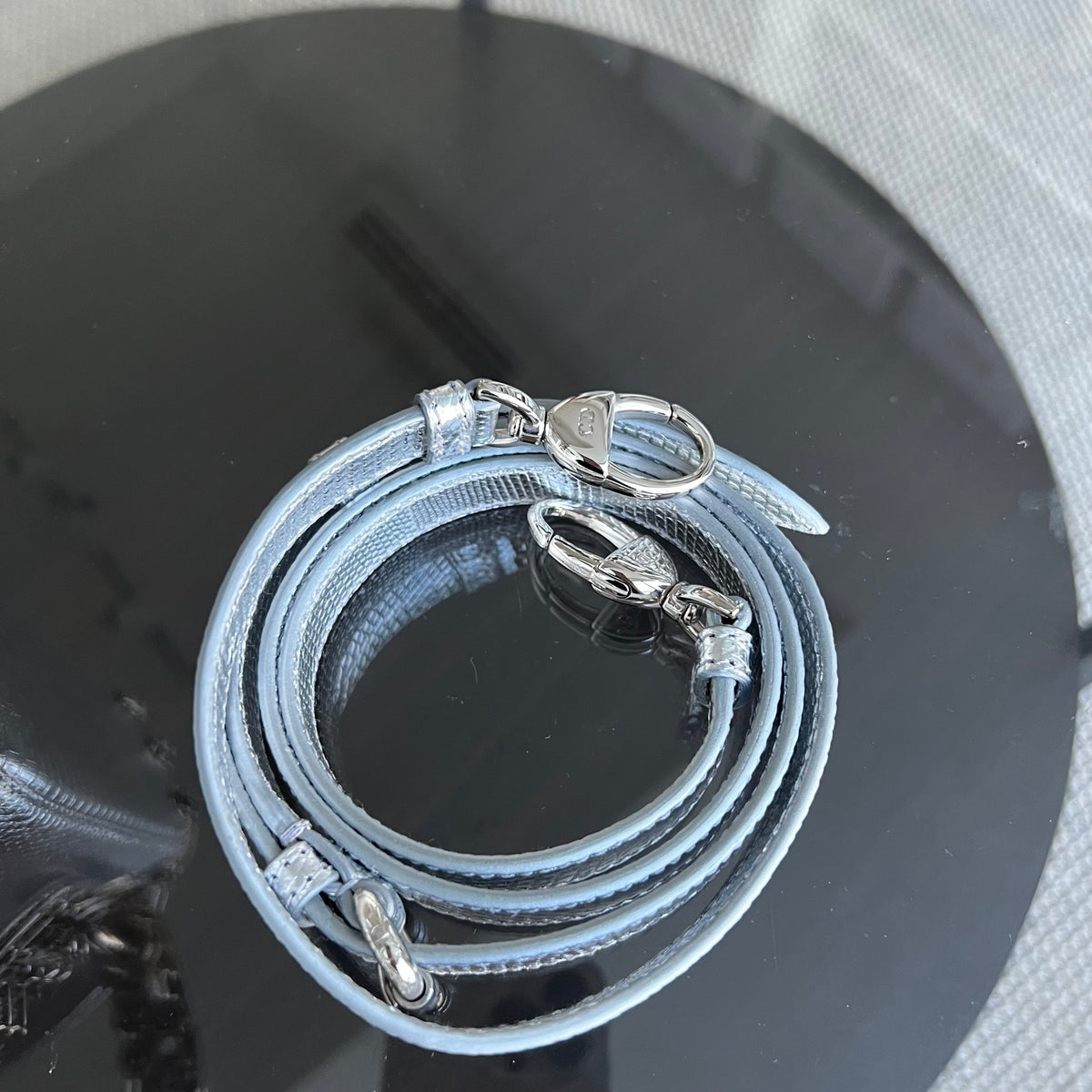 *Rare, Exotic* Lady Mini Metallic Lizard Leather Silver Hardware Adjustable Strap