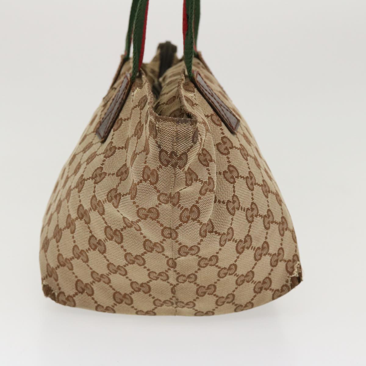 GUCCI Web Sherry Line GG Canvas Hand Bag Beige Green Red 214397 rd4468