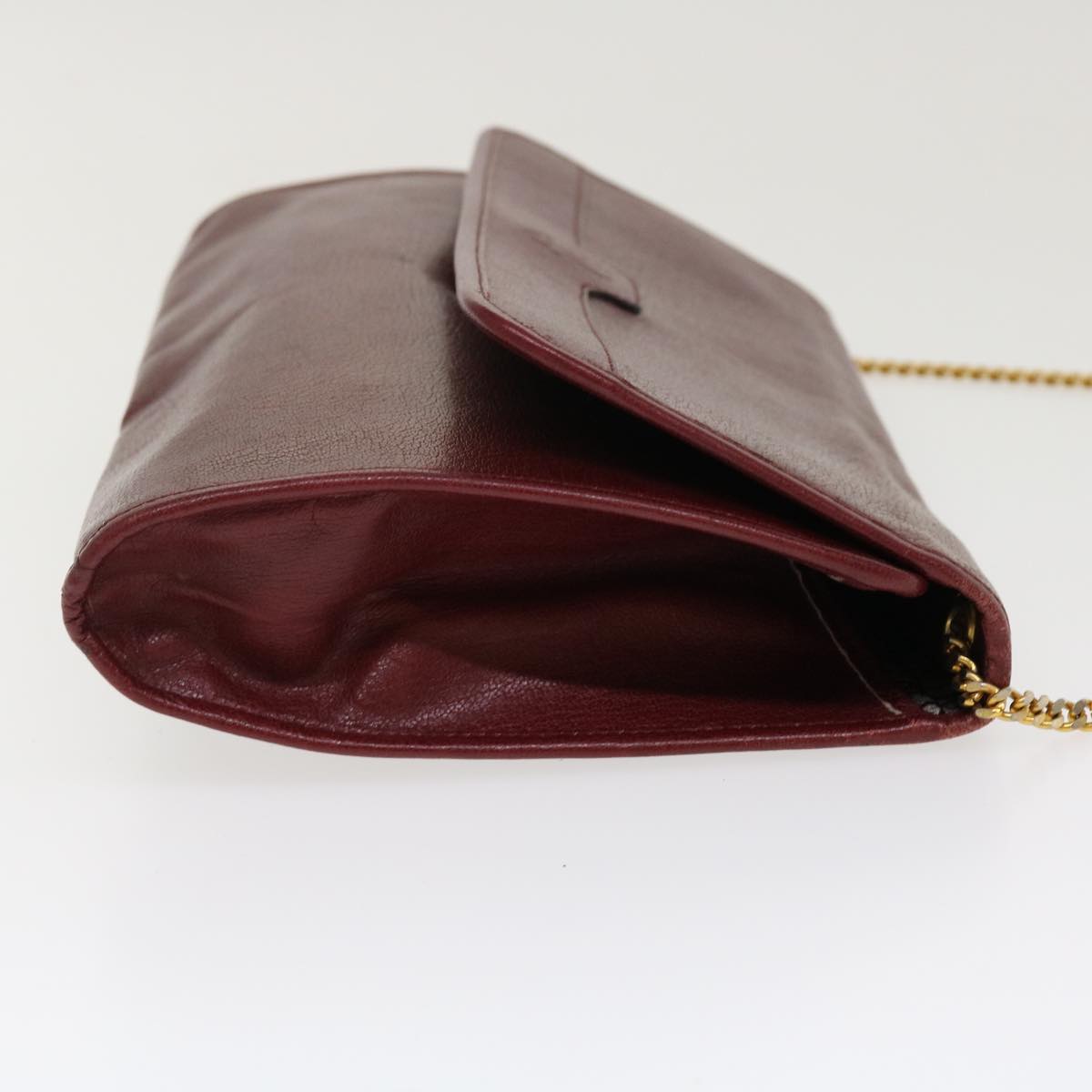 CHRISTIAN DIOR Chain Shoulder Bag Leather Red Auth rd4545