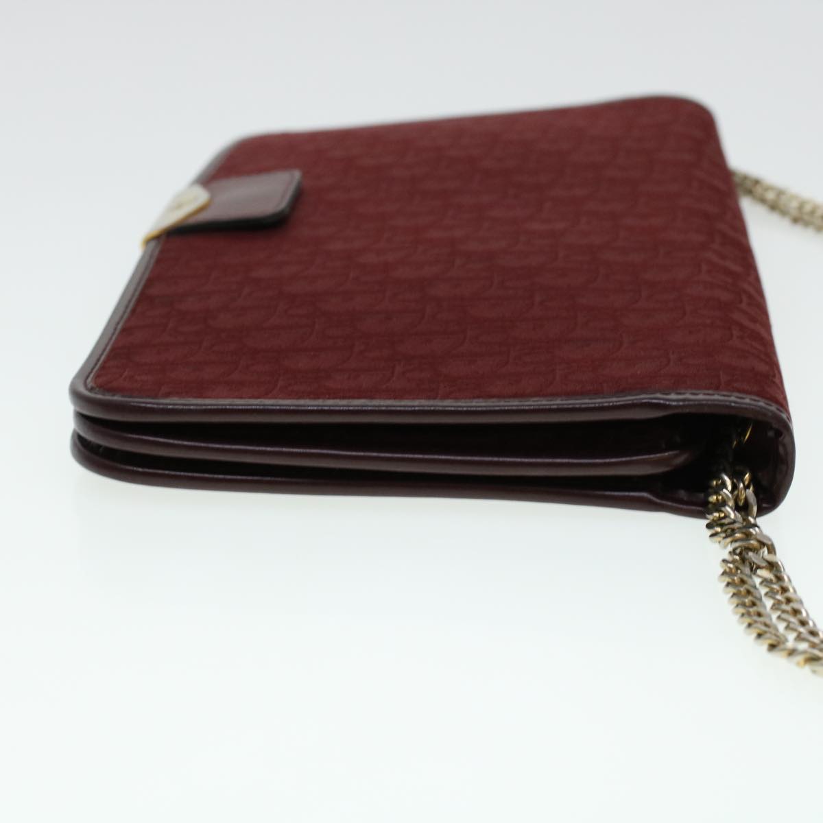 CHRISTIAN DIOR Trotter Canvas Chain Shoulder Bag Red Auth rd4917