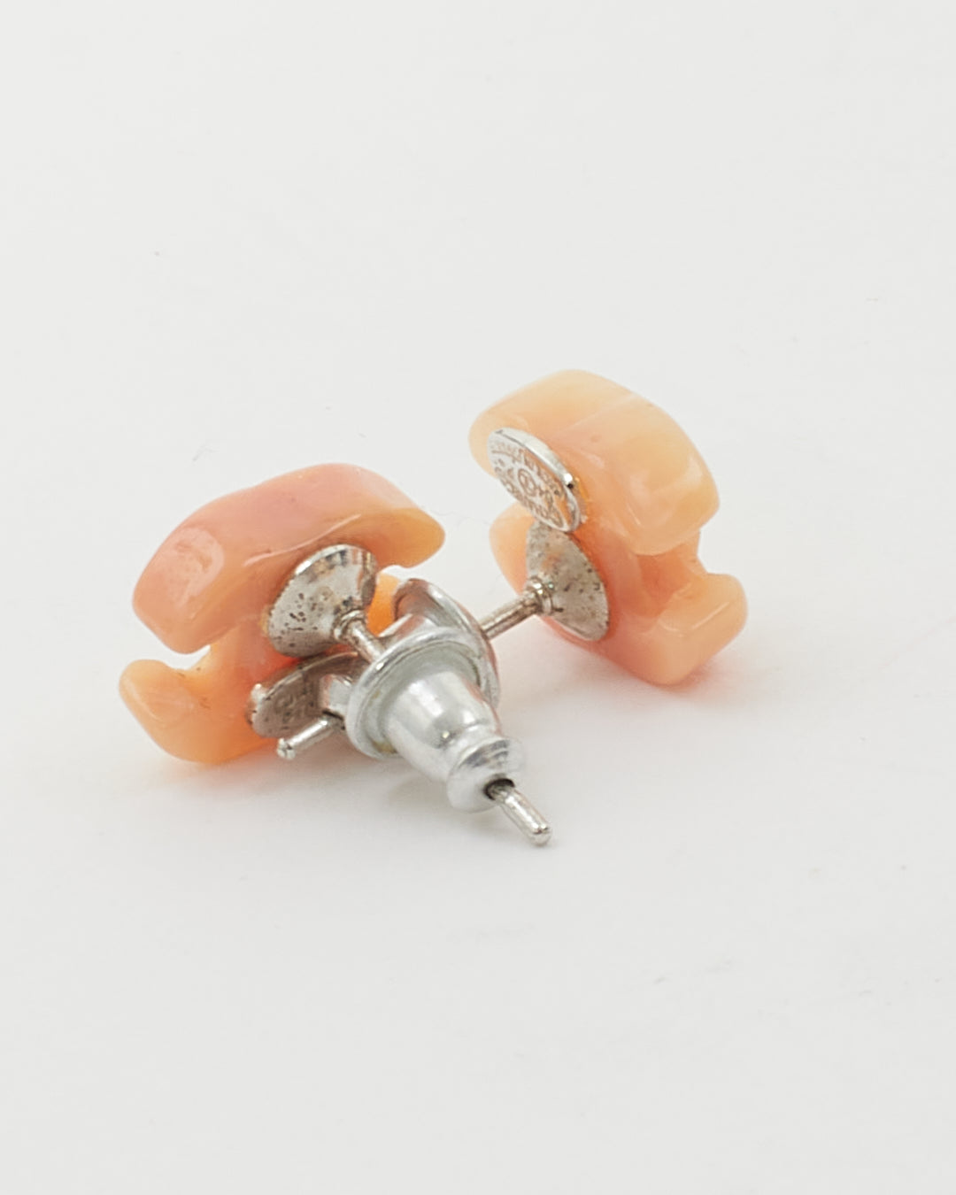 Chanel CC Pierce Earrings Pink Beige