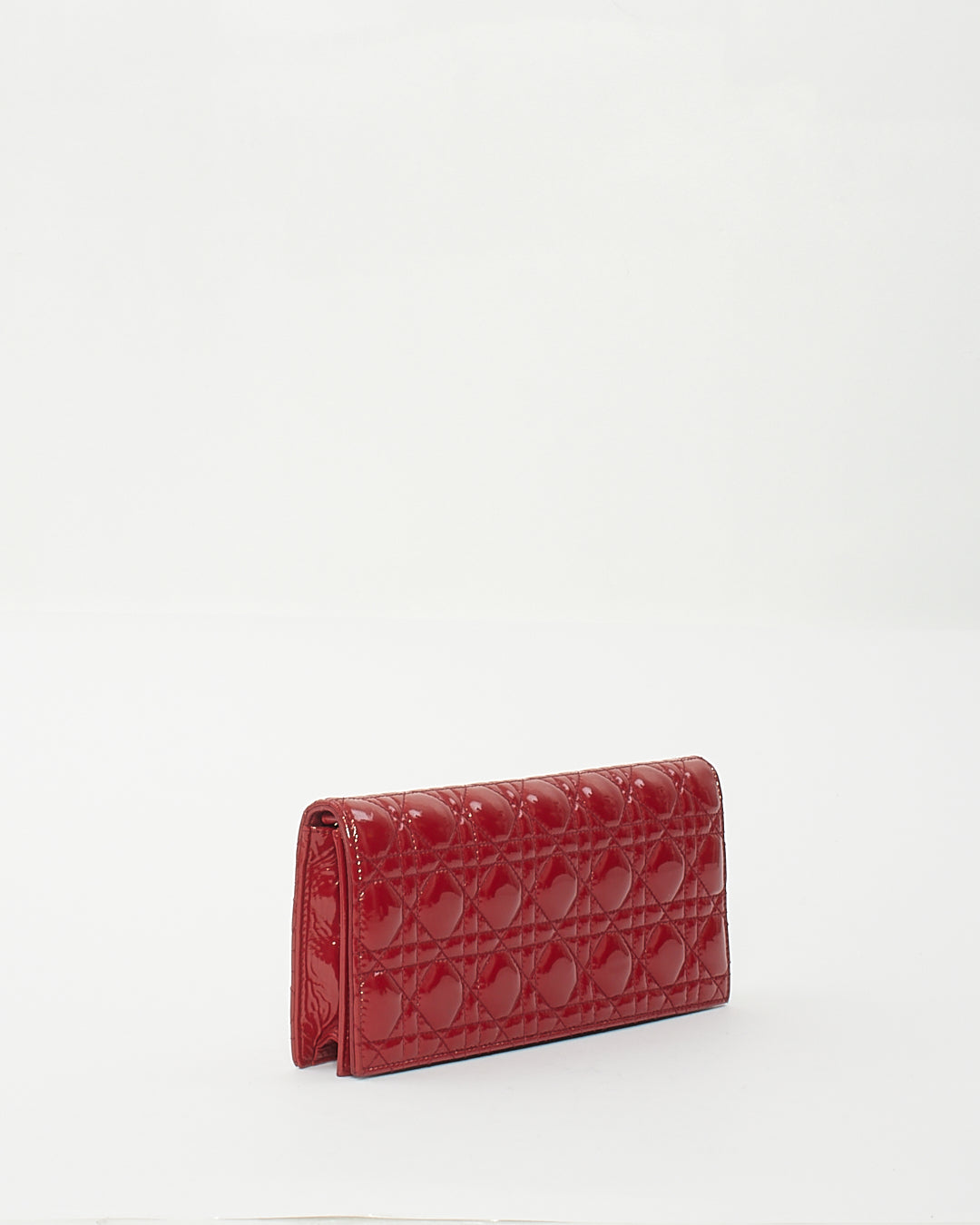 Dior Red Cannage Patent Leather Lady Dior Chain Clutch