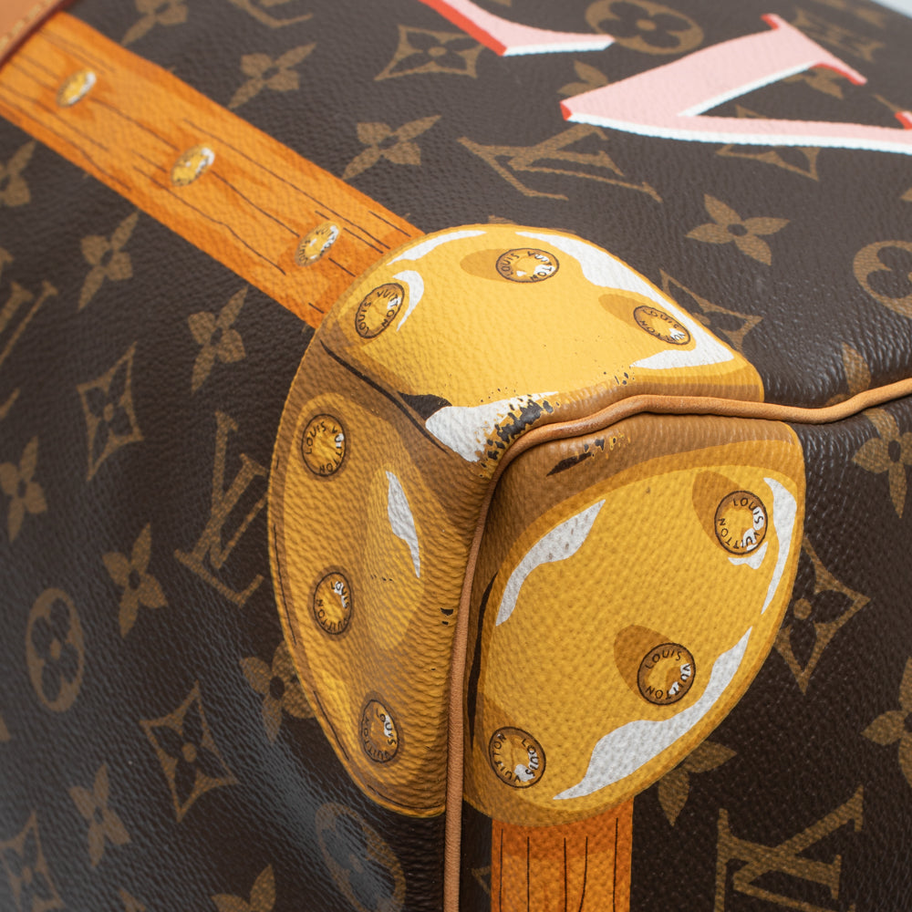 Keepall 50 Edition Summer Trunk en toile monogramme marron