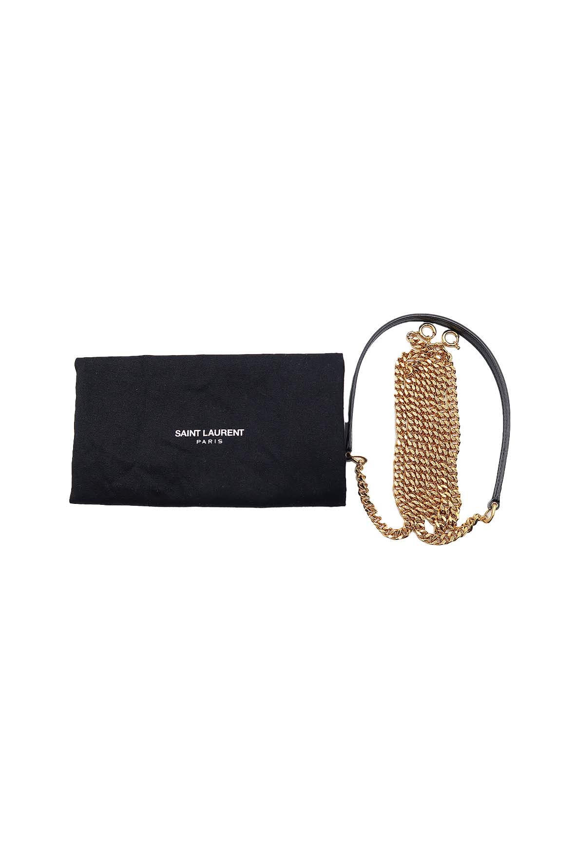 Envelope Chain Wallet with Gold Hardware Black