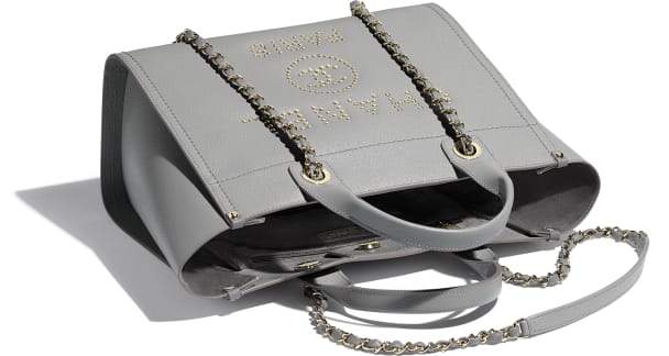 Chanel Deauville Fabric Tote Gray