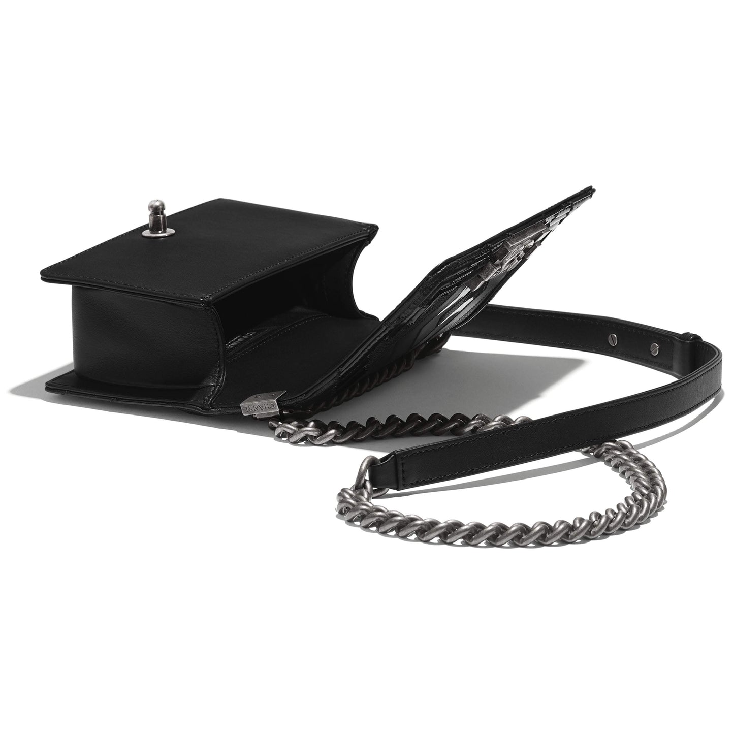Chanel Le Boy Wallet On Chain – WOC Black Chevron Lambskin