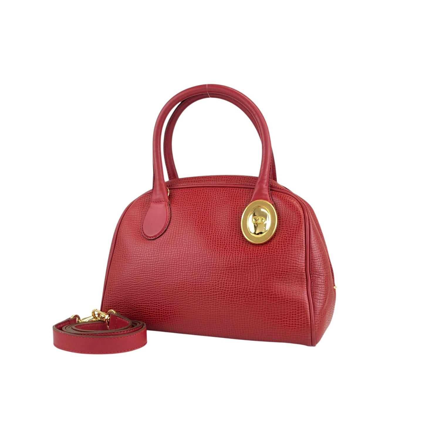 Christian Dior CD Logo Two-way Handbag Shoulder bag Red Vintage spvfzk