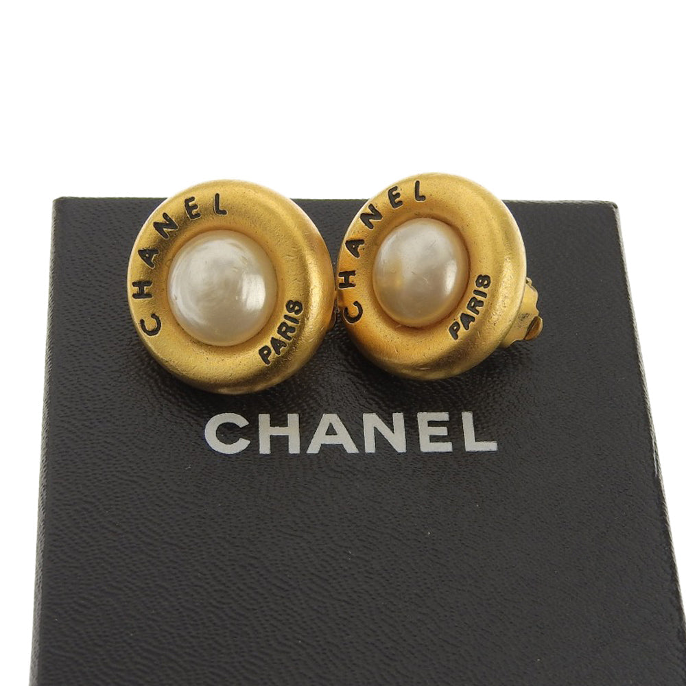 Chanel Vintage Coco Mark Earrings with Mabe Fake Pearl 93A